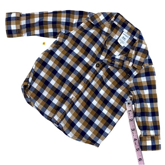 Baby Boy Flannel Long Sleeve Top, Jeans and Orange Zip up Hoodie Outfit - Picture 2 of 11